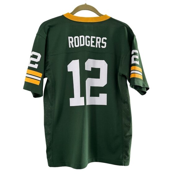 Green Bay Packers Aaron Rodgers Youth Jersey Large 14/16 Green & Yellow NFL Team - Picture 6 of 10